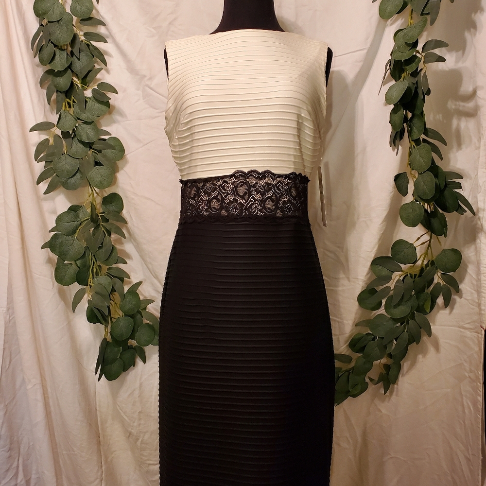 NWT London Style Black & White lace dress size 8